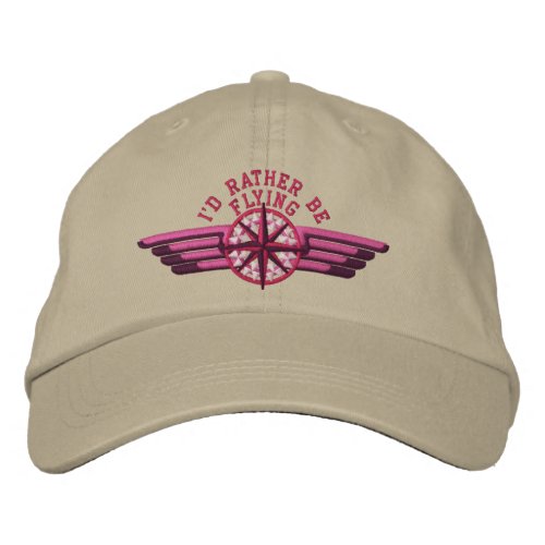 Id rather be flying Star Compass Pilot Wings Embroidered Baseball Cap