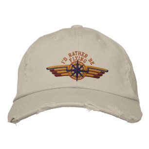 I'd rather be flying Star Compass Pilot Wings Embroidered Baseball Hat