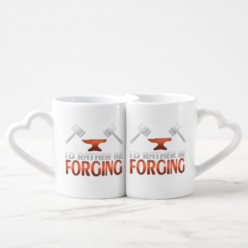 Id Rather Be Forging Blacksmith Forge Hammer Coffee Mug Set