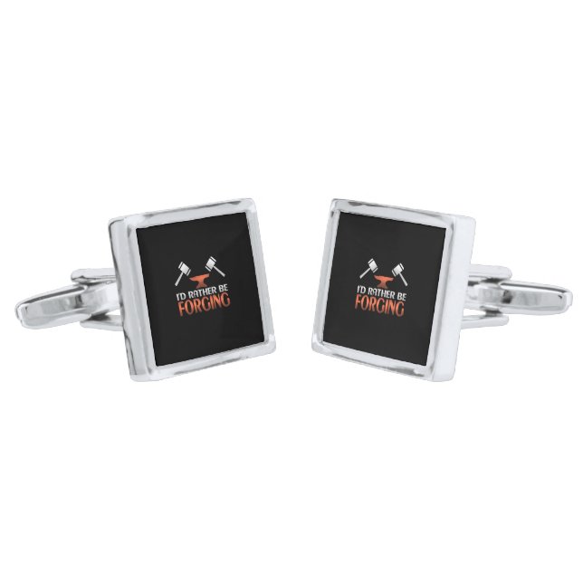 I'd Rather Be Forging Blacksmith Forge Hammer Cufflinks (Angled)