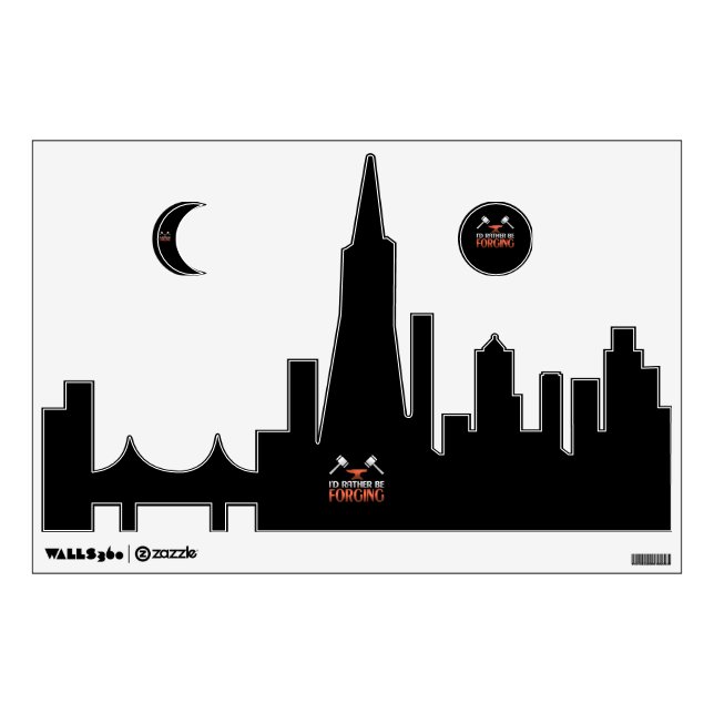 I'd Rather Be Forging Blacksmith Forge Hammer Wall Decal (Front)