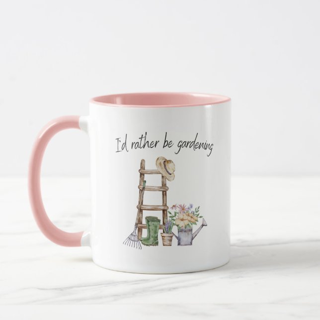 I'd Rather Be Gardening Watercolor  Mug (Left)