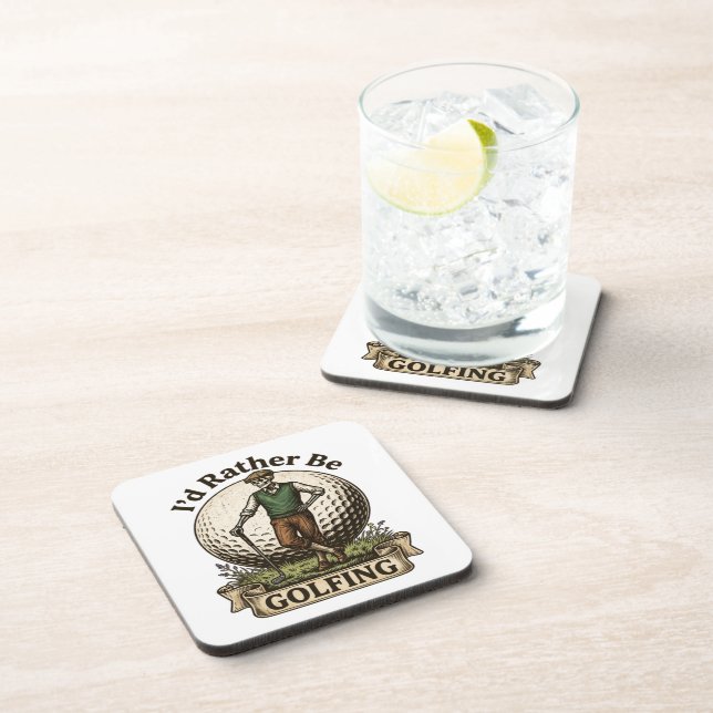 Id Rather Be Golfing  Beverage Coaster (Right Side)