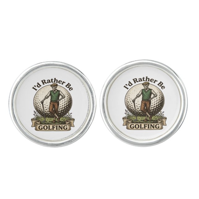 Id Rather Be Golfing  Cufflinks (Front)