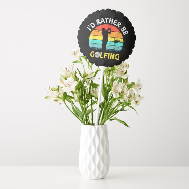 I'd Rather Be Golfing Funny Retro Sunset Golfer Balloon (Vase)