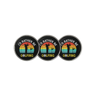 I'd Rather Be Golfing Funny Retro Sunset Golfer Golf Ball Marker
