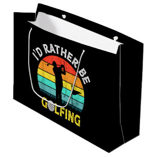 I'd Rather Be Golfing Funny Retro Sunset Golfer Large Gift Bag