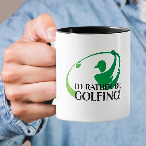 Id Rather Be Golfing Golfers Modern Golf Quote Mug
