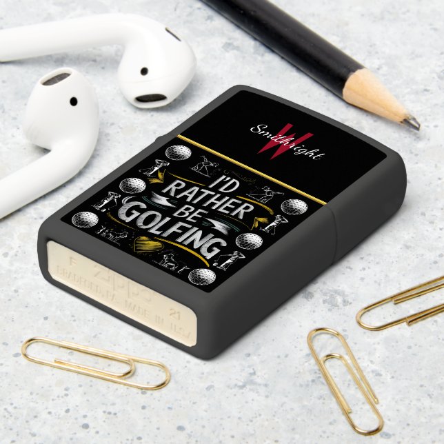 Id Rather Be Golfing Illustration Zippo Lighter (On Table 2)