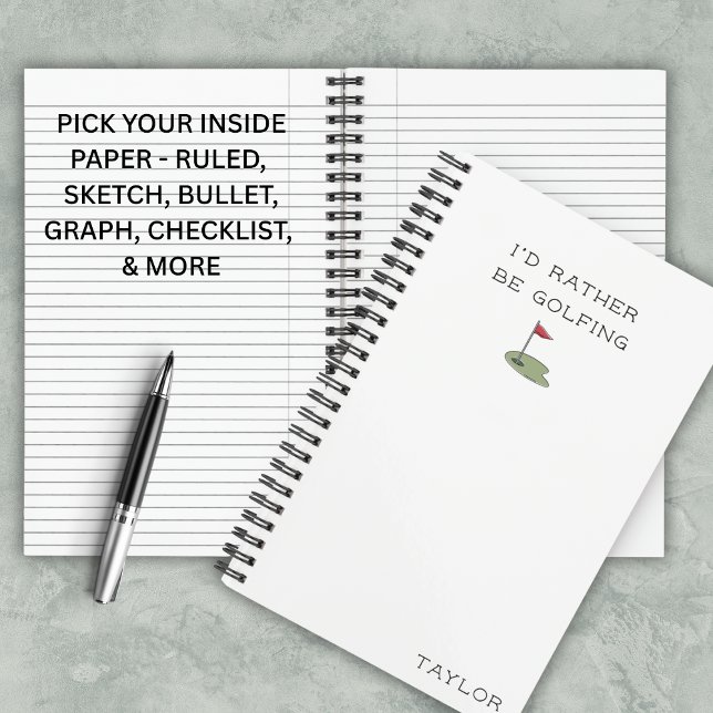 I'd Rather Be Golfing Modern Notebook Stylish (Minimal golf design with timeless appeal.)
