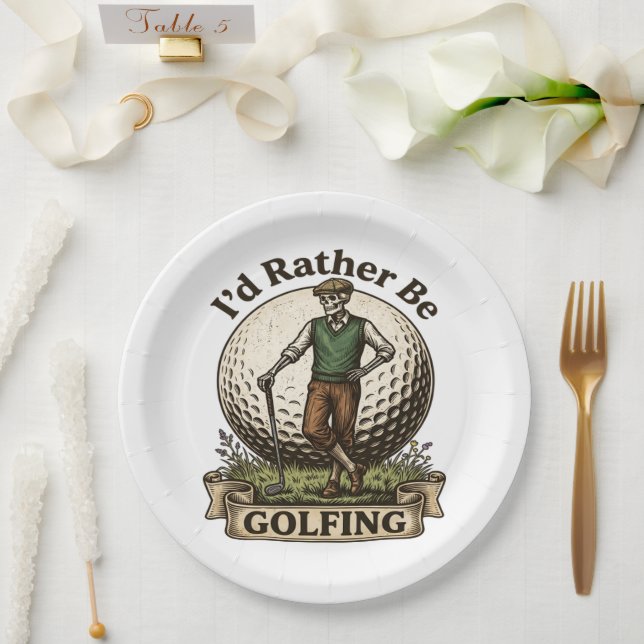 Id Rather Be Golfing  Paper Plates (Wedding)