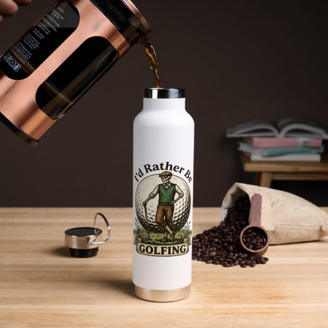 Id Rather Be Golfing  Water Bottle (Coffee (Rotated))