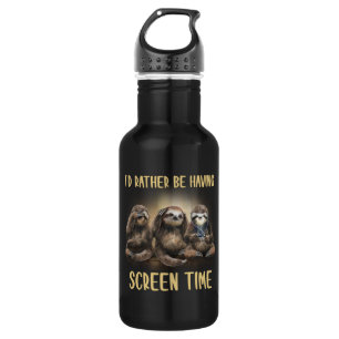 I'd Rather Be Having Screen Time Funny Sloth Lover Stainless Steel Water Bottle