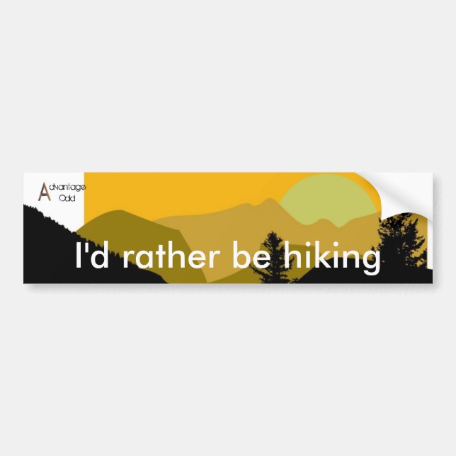 I'd rather be hiking bumper sticker (Front)