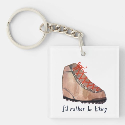 Id Rather Be Hiking Watercolor Keychain