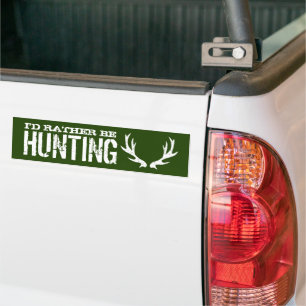 I'd rather be hunting funny deer antler bumper sticker