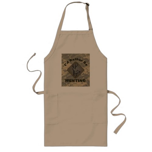 Id Rather Be Hunting Funny Hunter Logo Long Apron