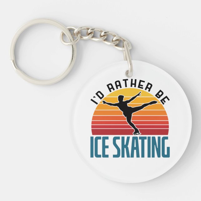 I'd Rather Be Ice Skating Figure Skater Keychain (Front)