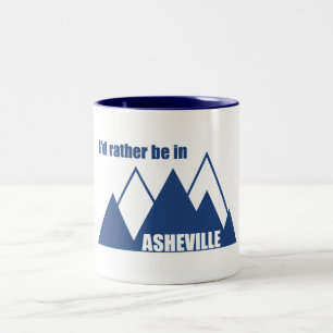 I'd Rather Be In Asheville North Carolina Mountain Two-Tone Coffee Mug