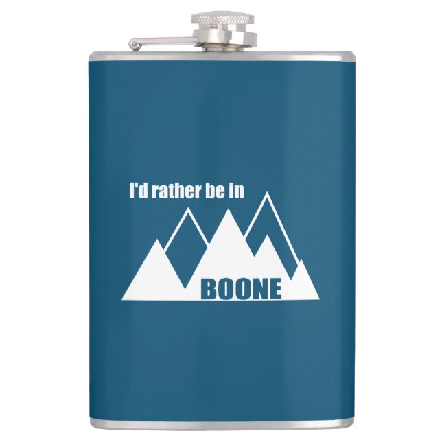 I'd Rather Be In Boone North Carolina Mountain Flask (Front)