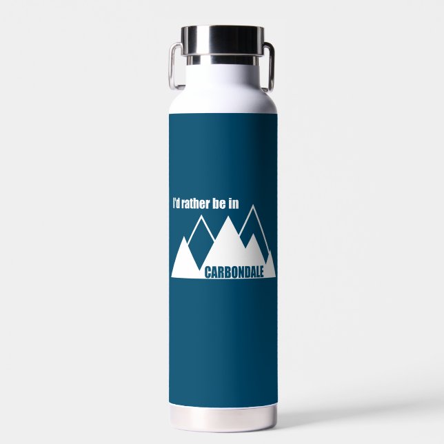 I'd Rather Be In Carbondale Colorado Mountain Water Bottle (Front)