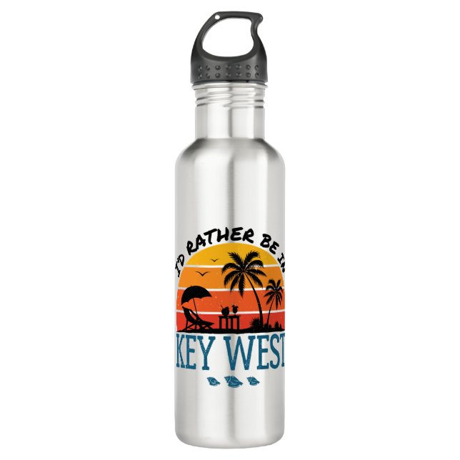 I'd Rather Be in Key West Florida Keys Stainless Steel Water Bottle (Front)