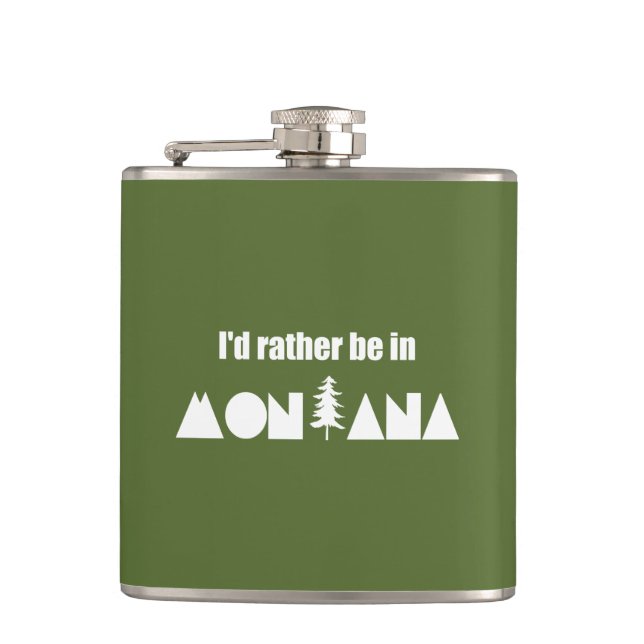 I'd Rather Be In Montana Flask (Front)