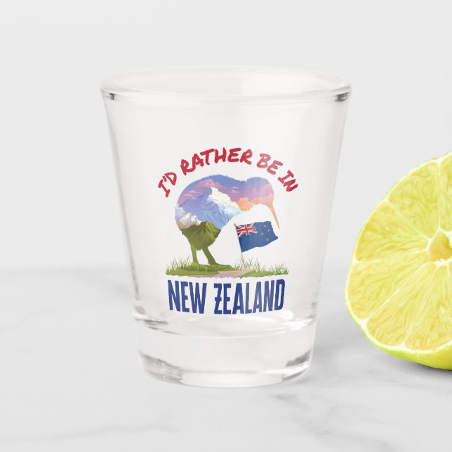 I'd Rather Be in New Zealand Shot Glass (Front)
