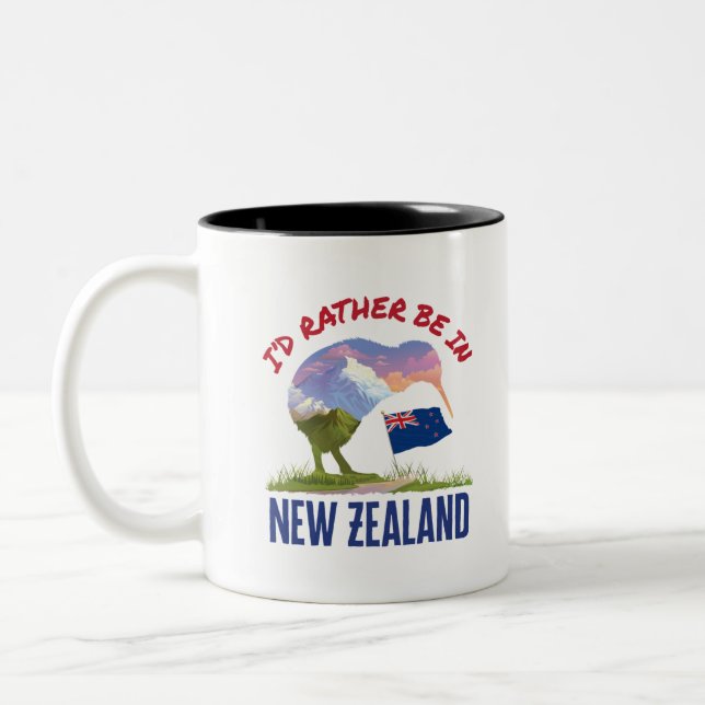 I'd Rather Be in New Zealand Two-Tone Coffee Mug (Left)