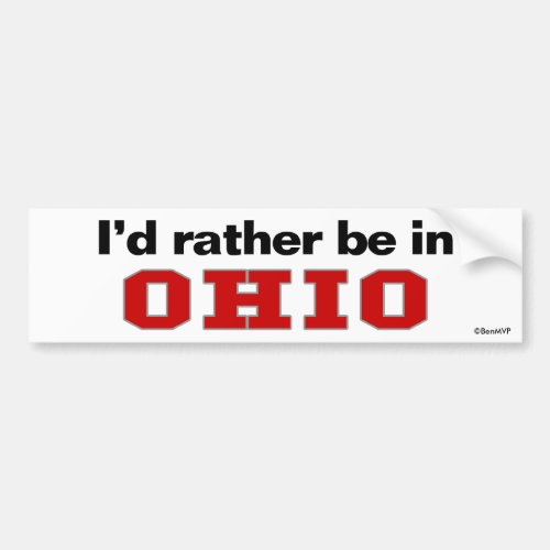 Id Rather Be In Ohio Bumper Sticker