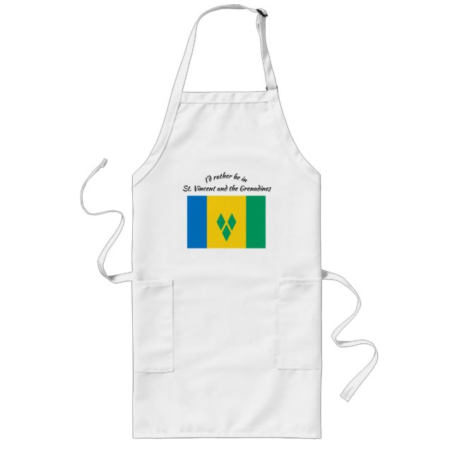 "I'd Rather Be In St. Vincent" Design Long Apron (Front)