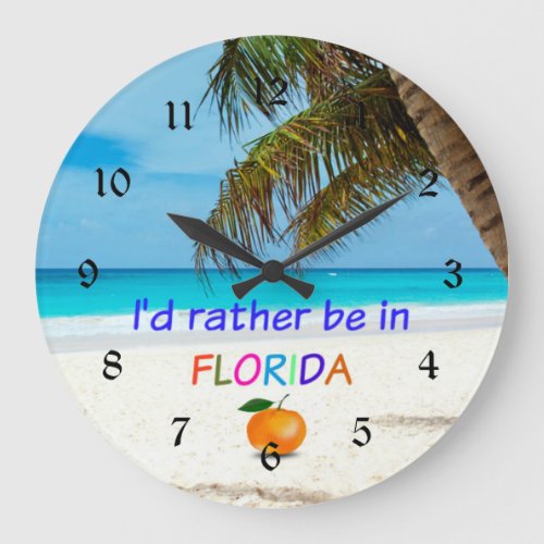 Id Rather Be in Sunny Florida  Large Clock