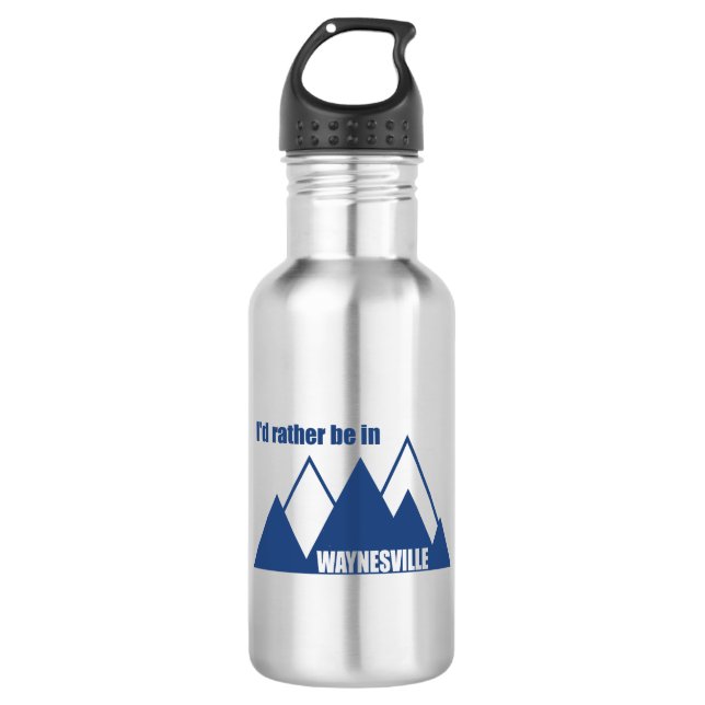 I'd Rather Be In Waynesville Mountain Stainless Steel Water Bottle (Front)