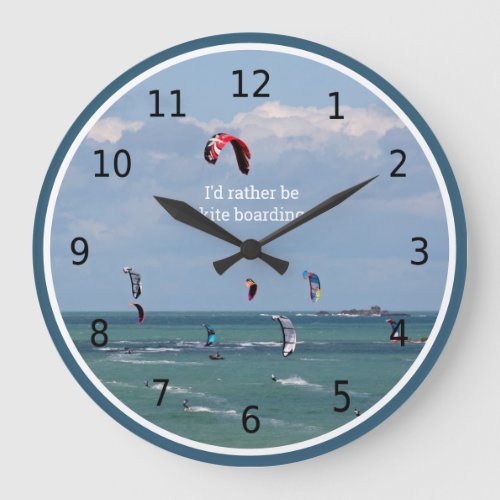 Id rather be kite boarding personalized large clock