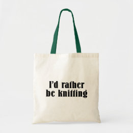 I'd Rather Be Knitting Black Type Tote Bag