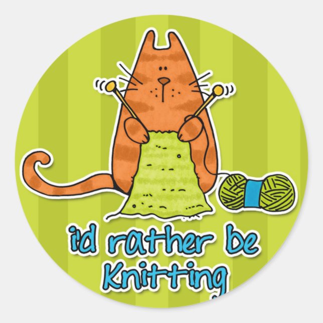 i'd rather be knitting classic round sticker (Front)
