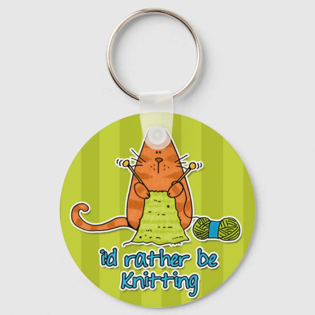 i'd rather be knitting keychain (Front)