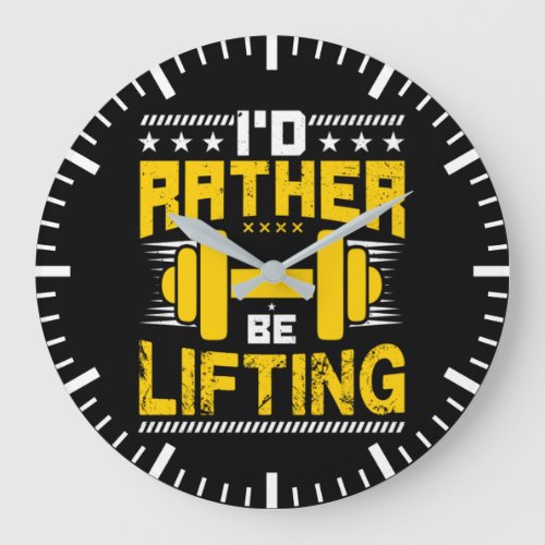 Id Rather Be Lifting _ Funny Workout Gym Meme Large Clock