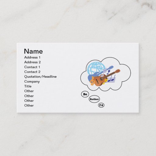 Customizable i'd rather be playing Acoustic Guitar 3 Business Card