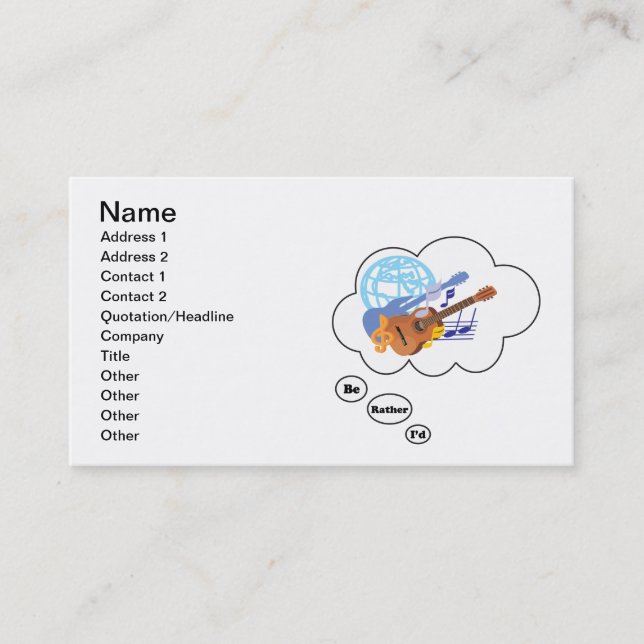 i'd rather be playing Acoustic Guitar 3 Business Card (Front)