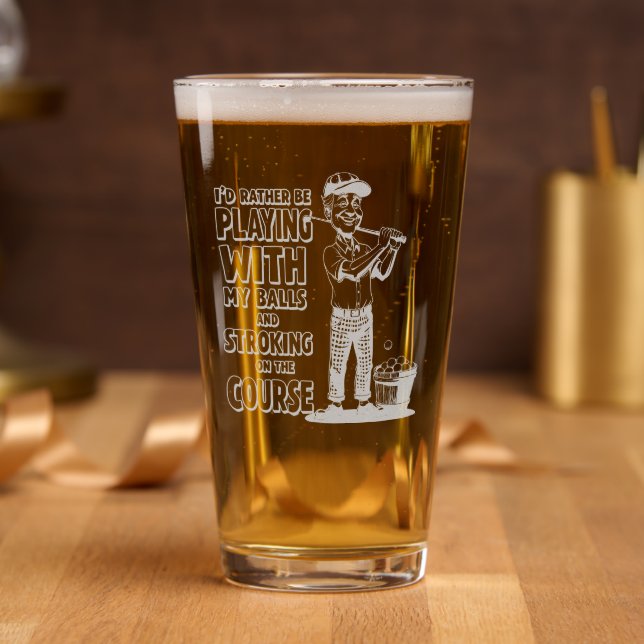 I'd Rather Be Playing Golf Custom Gift Etched Pint Glass (Party)
