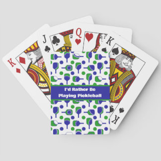 I'd Rather Be Playing Pickleball Blue Green Cutout Poker Cards
