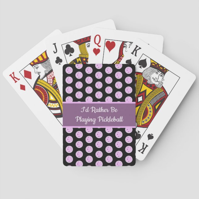 I'd Rather Be Playing Pickleball Lilac Pickleballs Poker Cards (Back)