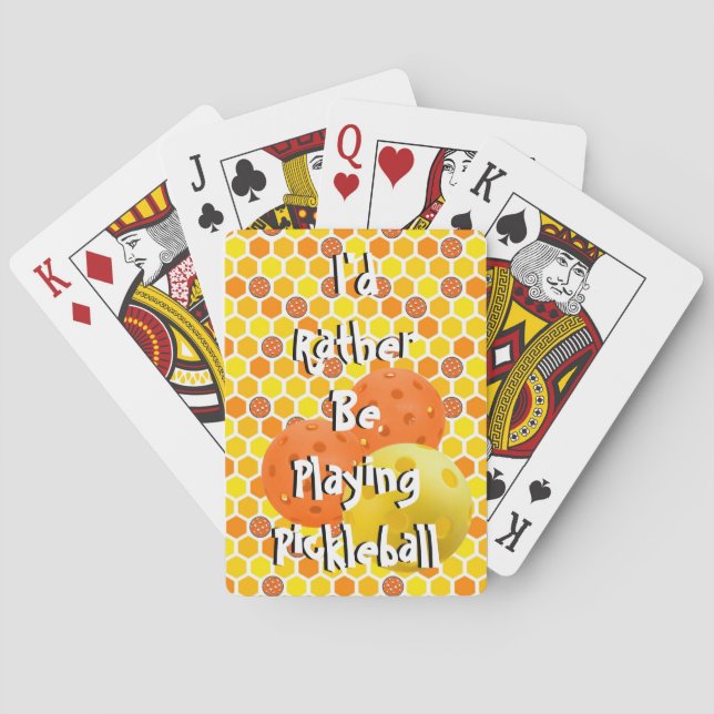 I'd Rather be Playing Pickleball, Orange, Yellow Poker Cards (Back)