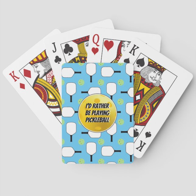 I'd Rather Be Playing Pickleball Paddles Baby Blue Poker Cards (Back)