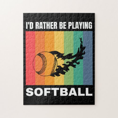 Id Rather Be Playing Softball Jigsaw Puzzle
