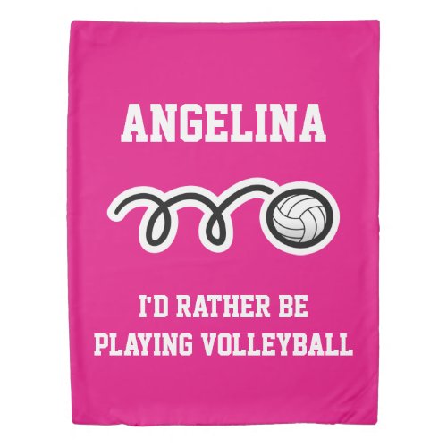 Id rather be playing volleyball girls twin size duvet cover
