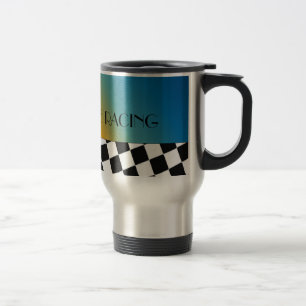 I'd Rather Be Racing Checkered Design Travel Mug