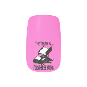 I'd rather be racing pink minx nail art