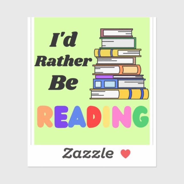 I'd Rather Be Reading Book Stack Green Sticker (Sheet)